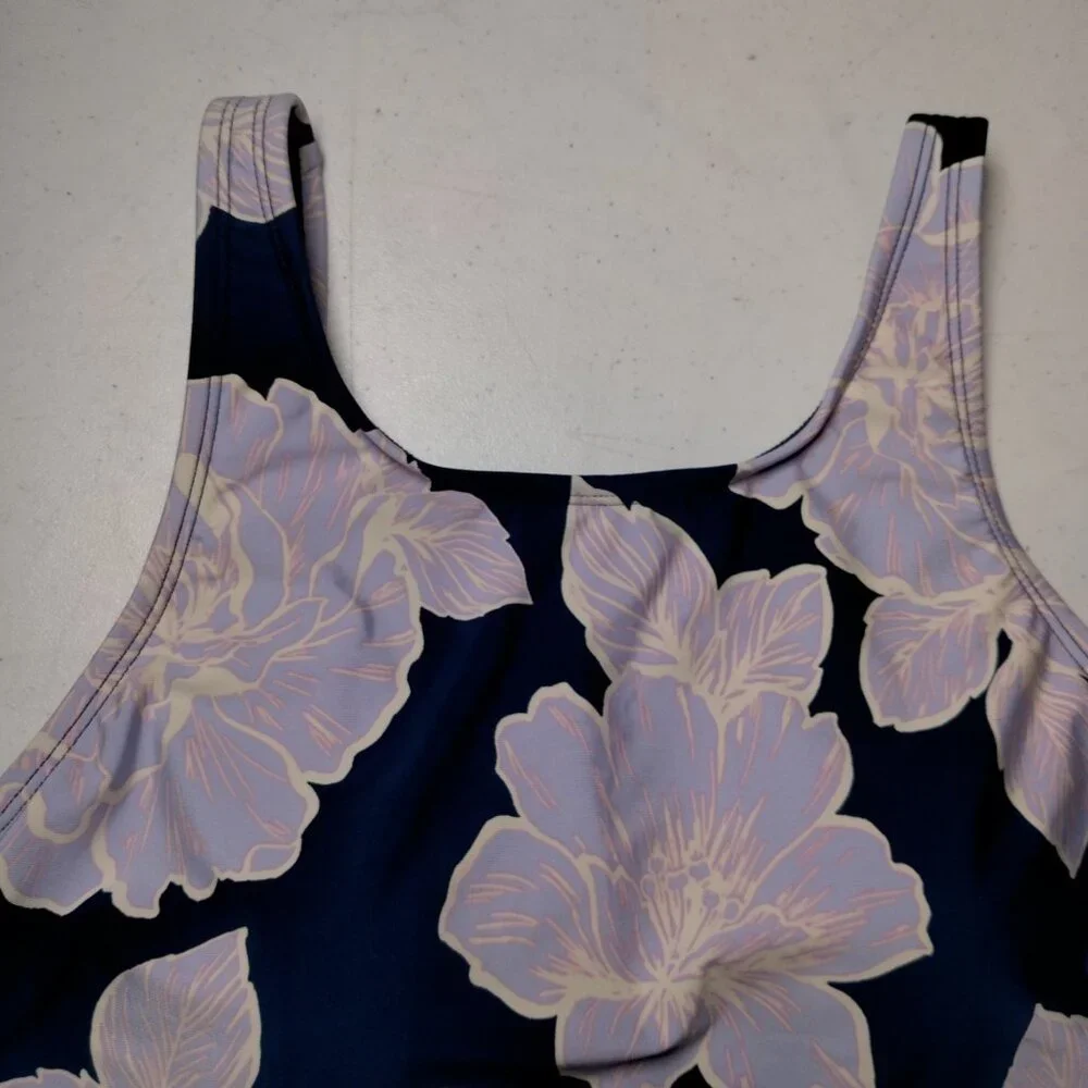 Catalina Swimwear Bathing Suit One Piece Medium Blue Purple Floral Tank Swim - Picture 15 of 16